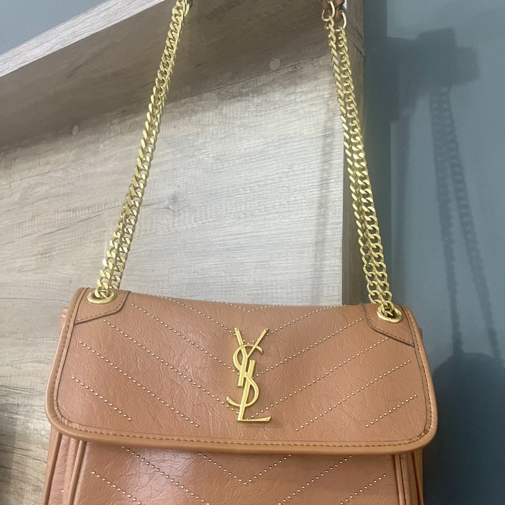 Yves Saint Laurent Brown Quilted Leather Shoulder Bag with Chain Strap - Picture 4 of 13